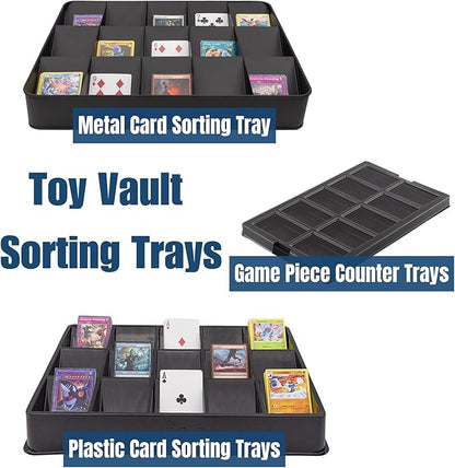 Toy Vault Trading Card Sorting Trays and Dealer Trays (3-Pack, 15-Slot); Large Black Card Tray Organizer for CCG Games and Board Games