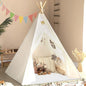 Sumbababy Kids Teepee Tent - Natural Canvas Playhouse with Fringe, Washable Fabric, Tipi Sleepover Tent, Includes Carry Bag, Lights & Colorful Flags - Perfect for Indoor & Outdoor Fun