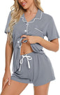 SWOMOG Womens Button Down Pajamas Set Short Sleeve Sleepwear Bride Soft Pj Lounge Sets XS-3XL