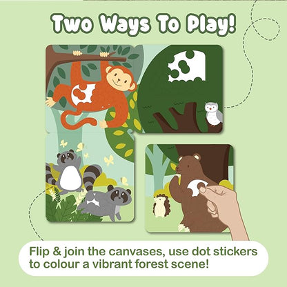 BINCA Dotties Dot Art Activity Kit, 750+ Stickers, Forest Animals Mess-Free Activities, DIY Dot Sticker Art for Toddlers, Kids Travel Activities, Craft Kits & Gifts for Boys & Girls Ages 4,5,6,7