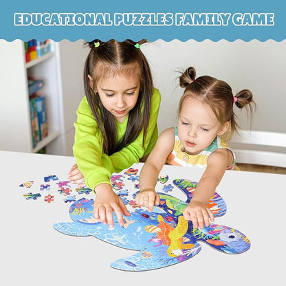 ELX 153 Piece Sea Turtle Jigsaw Puzzle for Kids 4-10, Seaworld Floor Puzzle for Preschool Learning (21.42 X 16.42 in)