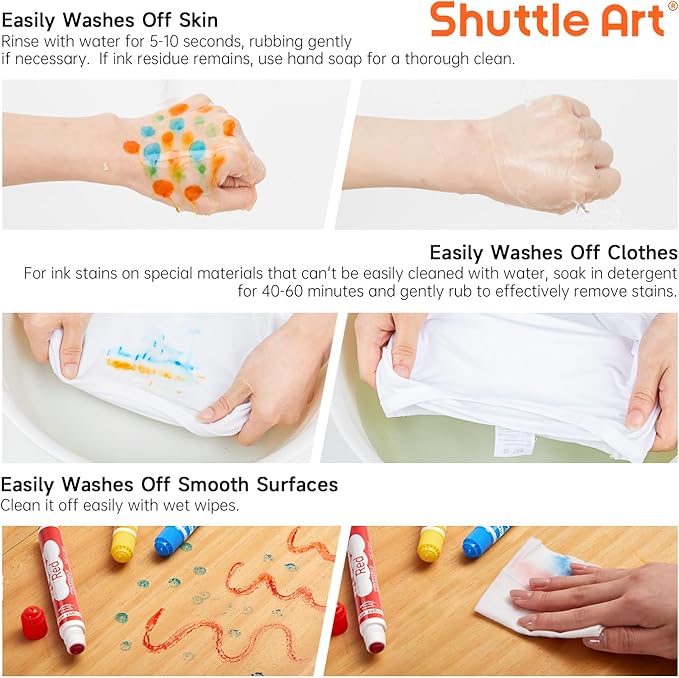 Shuttle Art Dot Markers, 12 Colors Washable Markers for Toddlers,Bingo Daubers Supplies Kids Preschool Children, Non Toxic Water-Based