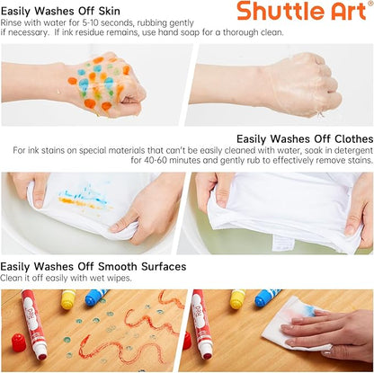 Shuttle Art Dot Markers, 30 Colors Washable for Toddlers with Free Activity Book, Bingo Daubers Supplies for Kids Preschool Children, Non Toxic Water-Based Dot Art Markers