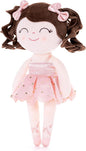 Gloveleya Baby Dolls Soft Snuggly Curly Hair Ballerina Doll First Baby Girl Gifts Plush Ballet Doll with Lace Mesh Dress Pink 14inches Ballerina Series