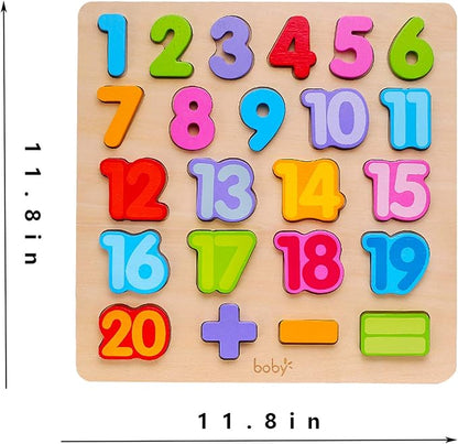 Wooden Number Puzzle Toys, ABC Letter & Number Puzzle for Toddlers 3 Year Old, Preschool Learning Toys for Kids, Educational Name Puzzles Gift for Boys and Girls