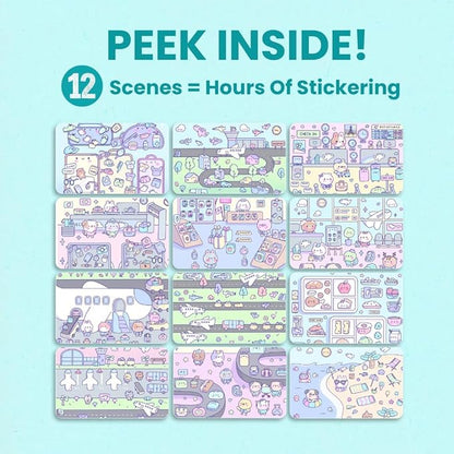 CUPKIN My First Trip Sticker + Coloring Book (500+ Stickers & 12 Scenes) Side by Side Activity Book Design, Fun Toddler Travel Essential Sticker Books for Kids 2-4, Great for Older Boys & Girls