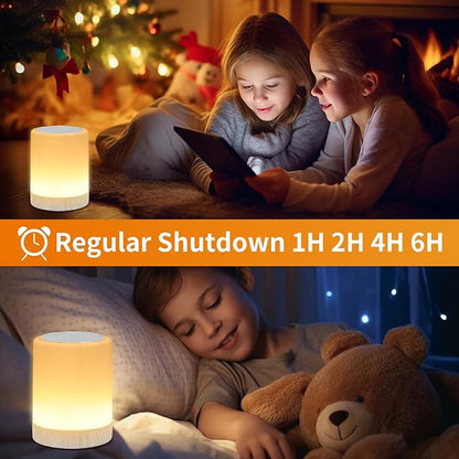 OORUN Touch Bedside Table Lamp,13 RGB Colors & 5 Brightness, USB Rechargeable Desk Lamp, Remote Control Dimmable Light with RGB Color Changing,Portable Lamp for Baby (Wood Grain Beige)