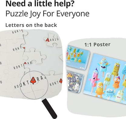 100 Pieces Jigsaw Puzzles, Large Pieces, Puzzles for Beginners, Easy Puzzles for Kids and Seniors, Family Game Nights, Finish Size 15.7 x 11.8 in (Monster Popsicles)