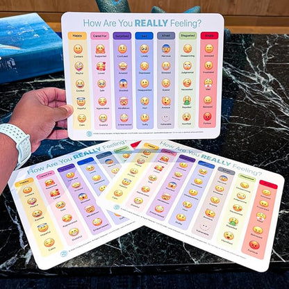Circle Up Emoji Emotions Chart 3-Pack – 8.5x11 Laminated SEL Tool for Emotional Check-Ins & Conversations – Double-Sided Feelings Chart for Counselors, Educators, Therapists & Social Workers