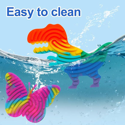 4 Pack Sensory Activity Board Toys Set, Silicone Fidget Toys Adults Toddler, Bulk Party Favors Sensory Toys for Kids 8-12, Calm Down Fidget Toy for Stress Relief ADHD and Autism