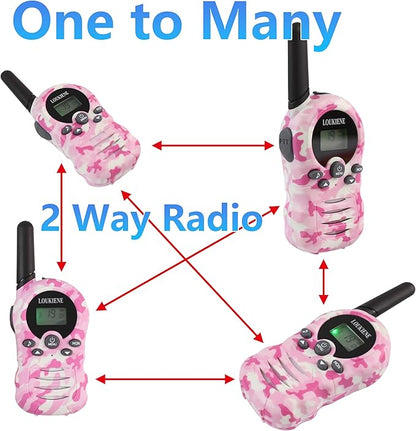 Walkie Talkies for Kids 22 Channels 2 Way Radio Walkie-Talkie Toy with Backlit LCD, 3 KMs Range for 3-12 Year Old Boys Girls Camping Hiking Outdoor Adventure Games (1 Pair, Pink Camo)