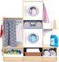 Lil’ Jumbl Kids Washer and Dryer Playset, Wooden Children's Pretend Laundry Set, Includes Broom, Dustpan, Iron, Hangers & Basket, Realistic Laundry Room for Kids - Natural