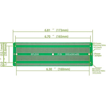 3pcs 6.8"x2.05" Breadboard Solderable Prototype PCB Board Kit for Electronics Projects Compatible for DIY Soldering Circuits Projects Prototype Board,Green