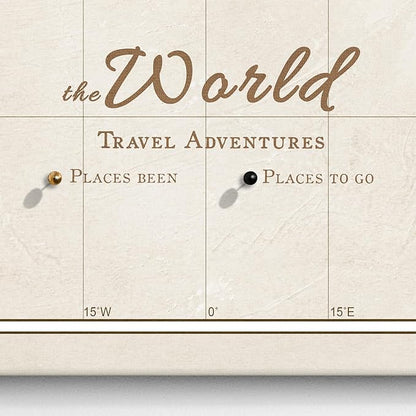 Canvas World Map with Cork Pin Board - English Lettering - Decorative Wall Decoration for All Rooms - Canvas Pictures with World Map Motif (70x50 cm, Pattern 22)
