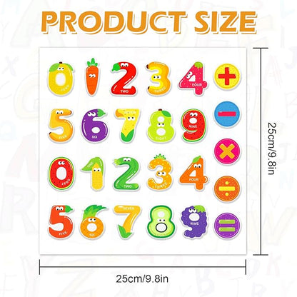 Whaline 50Pcs Number Thick Gel Clings Colorful Fruit Shaped Number 0-9 Window Gel Decals for Back to The School Math Learning Education Home Classroom Nursery Decor, 2 Sheet