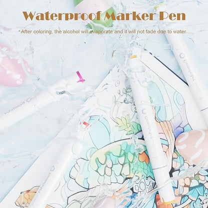 61 Alcohol Markers,With Bleeding-Proof Drawing Mat,Dual Tips Art Markers for Coloring,Sketching,Card Making and DIY Patinting- Perfect for Adults and Kids -Refillable