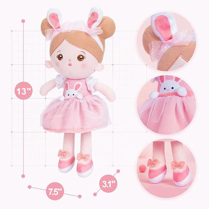 OUOZZZ 13" Soft Baby Doll Toys for 1 + Year Old Girl Gifts - Easter Gifts Bunny Plush for Kids Easter Toys Decorations Basket Stuffers for Toddlers Infants