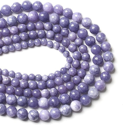 12MM 32PCS Lavender Purple Chalcedony Stone Loose Beads for Jewelry Making DIY Bracelet Necklace