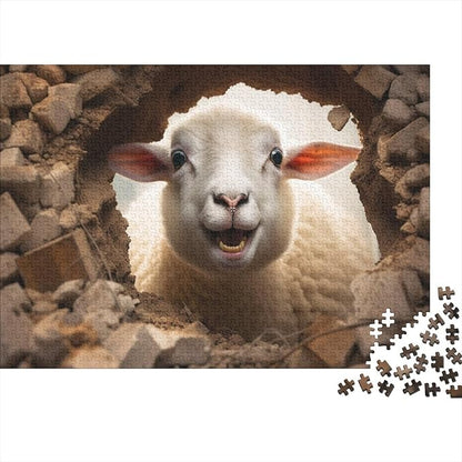 Sheep Thickened Wooden Jigsaw Puzzle for Adults Fun 500 Pieces 3D Animal Home Decoration Stress Relief Education Game Toy Intellectual Game Relaxation and Intelligence 500pcs (52x38cm)