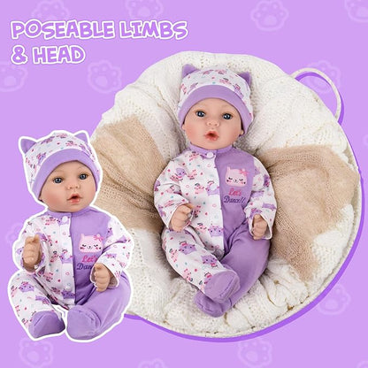 Aori Lifelike Reborn Baby Dolls Girl - Realistic 18-Inch Newborn Baby Doll That Look Real, Nice Gift Set for Kids, Parents-to-be, Grandparents