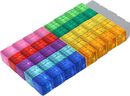Candywood Rainbow Acrylic Gem Cubes Blocks Children Educational Sensory Training Crystal Toys Baby Learn Color Light Shadow Stacking Toys (40-Pcs)