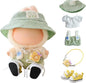 Clothes for Dolls Accessories (No Doll), Cute Outfit Set 5 Pieces Bib Pants for 15 & 17cm Doll Suit, Stylish Dress Up Overalls Doll Clothing Set Replacement with Hat Clothes Shoes Green