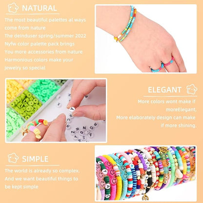 SJZWSD 6-Box Friendship Bracelet Making Kit - 16,000pcs Clay, Seed & Glass Beads Collection, Letter Beads, Charms