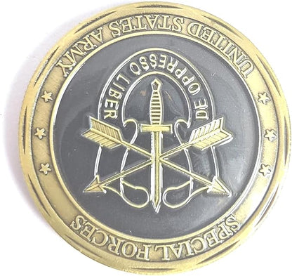 Military Challenge Coin USA Army Special Forces - Green Beret Faithful & True Valor Military Gift for Soldiers & Veterans - Disabled Veteran Owned Business - Army Prayer
