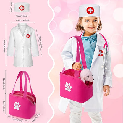 Doctor Kit for Kids Girls, 36 Pcs Veterinarian Playset for Kids, Doctor Kit for Toddlers 3-5 with Dog Toy & Real Stethoscope, Kids Vet Kit Pretend Play Doctor Toys, Doctor Play for Kids