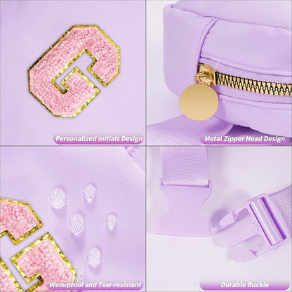 Mini Belt Bag Fanny Pack with Initials Letter Patch Small Crossbody Bags Cute Stuff Birthday Gifts for Teenager Girls Trendy Stuff for Teens - G,Lavender