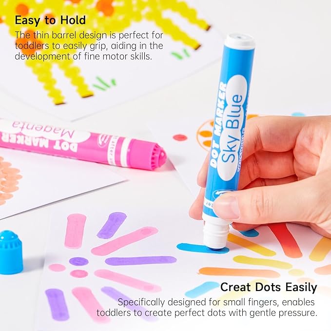 Shuttle Art Dot Markers, 12 Colors Washable Markers for Toddlers,Bingo Daubers Supplies Kids Preschool Children, Non Toxic Water-Based