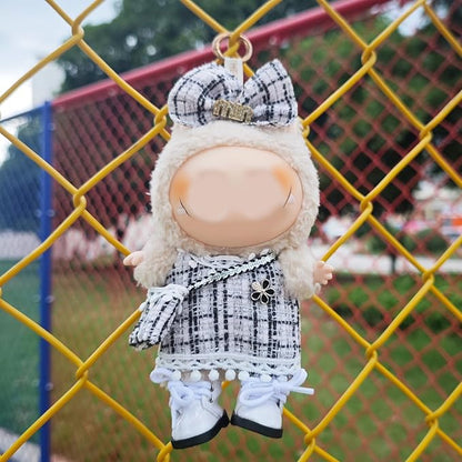 17cm Doll Clothes and Shoes Set, Cute Girls Outfits and Leather Shoes, 5 PCS White Chic Dress Stylish Outfits Exquisite Accessories