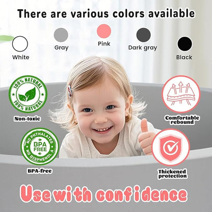 Extra Large Foam Ball Pit for Toddlers Kids Square Soft Ball Pool Ideal Gift Play Toy for Children Kiddie Pools - Light Gray