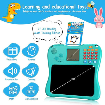 EASEGMER 3 in 1 Educational Learning Travel Toys - 8'' Drawing Tablet and 130 Talking Flash Cards Toddler Writing Tablet and Preschool Learning Activities, Best Gift for Girls/Boys 3-12 Years