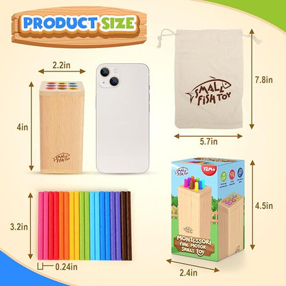 Montessori Toys for 1-3 Year Old: Wooden Learning Fine Motor Skills Toys for Toddlers, Color Sorting Sensory Fidget for Toddlers 1-3, Object Permanence Cause and Effect Boys Small Gifts 12 Month Old