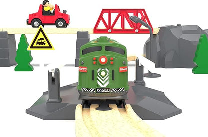 Train Toy Remote Control Locomotive, Motorized Train Set for Wooden Track, Electric Trains with Sound & Lighting Effects Compatible with Thomas, Brio, Chuggington
