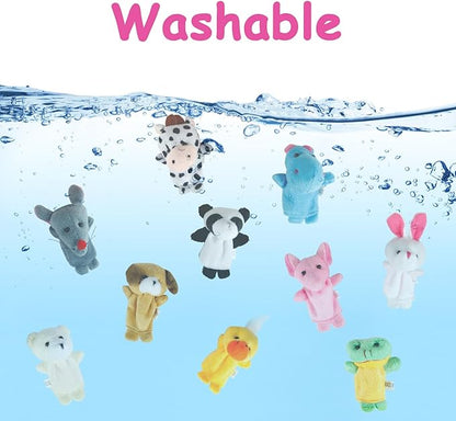 Sealive Finger Puppets for Toddlers 1-3, Preschool, and Kids - 10 Soft Velvet Animal Finger Toys for Toddlers 1-3, Easter Egg Fillers, Perfect for Storytelling, Educational Play, and Party Favors
