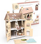 SPEEDY MONKEY Flowers Cottage Wooden Dollhouse with Starter Set | Pretend Play Doll House for Toddlers & Preschoolers | Fun Playhouse for Boys & Girls, Ideal for Imaginative Storytelling Playset
