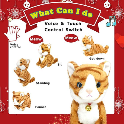 Interactive Plush Toys, Stuffed Toy, Stuffed Animal Toy, Walking Toys, Light Irradiative Sound Control Electronic Cats Robot Pets Gift for Children