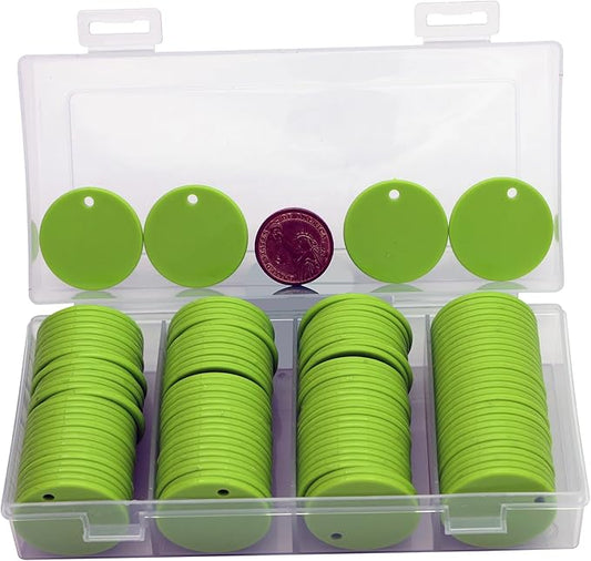 35MM with Holes, 120 Pieces per Box of Plastic Poker Chips - Perfect for Bar Activities, Teaching Games, and Customizable Accessories with Text.
