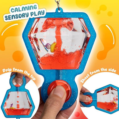 Goonameez Hand-Held Sensory Fidget Toy with Floating Characters Mesmerizing Water Mix, Collect All 6 Unique Shapes for Squishy Fun, Perfect Travel Toy! (Yogacorn)