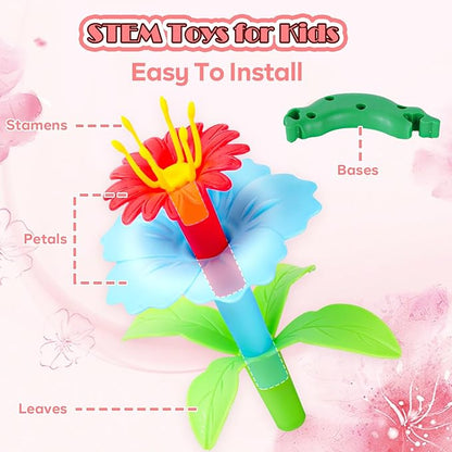 FUNZBO 99pcs Flower Garden Building Toys Set -Spring Toys for 3 4 5 6 7 8 9 Years Old Girls, STEM Montessori Educational Toys for Toddlers Kids,Sorting & Stacking Building Block for Birthday Gifts