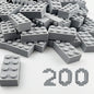 200 Piece Classic Building Bricks, 2x4 Building Blocks STEM Creative Build Toys, MOC Bulk Bricks DIY Play Set for Kids Age 6+(Light Grey, Samll Bricks, 1.25x0.62x0.47 in)