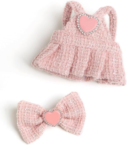 Premium Doll Clothes for Labubu - Luxury Chic Style Set for 17cm Dolls, Doll Outfit for Display, Collectors, Gift - Cute Miniature Fashion Accessories - Pink Heart (No Dolls)
