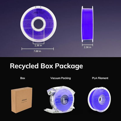 AMOLEN 3D PLA Printer Filament, 1.75mm Glow in The Dark Blue Purple PLA Filament for 3D Printing, Best with UV Lamps, 1kg Spool (2.2lbs), Dimensional Accuracy +/- 0.02 mm, Fit Most FDM 3D Printers