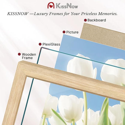 11x14 Picture Frame set of 2, Natural Oak Wood Poster Frame, Wall Hanging