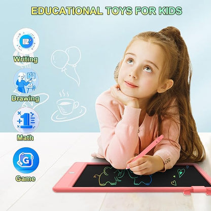8.5 Inch LCD Writing Tablet for Kids, Colorful Toddler Doodle Board - Erasable Drawing Pad, Educational Learning Toy for Ages 3-8 - Valentine's Day Christmas Birthday Gifts (8.5 Inch, Pink)