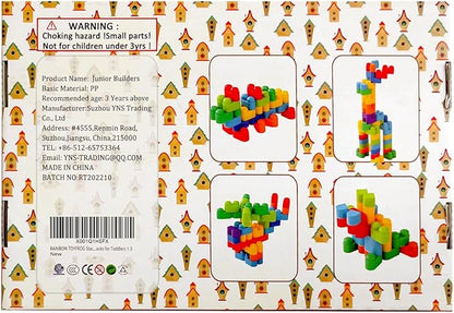 RAINBOW TOYFROG Building Blocks Toys for Toddlers–Educational Development STEM Toys–Safe Skill Building Toys for Boys&Girls – Set of 74pcs with Alphabet &Umber Stickers – Included Storage Bag