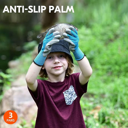 Vgo... 3-Pairs Age 3-5 Kids Gardening Gloves, Children Yard Work Gloves, Soft Safety Rubber Gloves (XXXS, KID-RB6013)