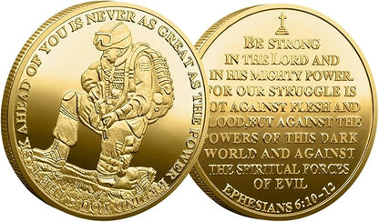 The Task Ahead Military Challenge Coin Prayer Commemorative Coin Empowering Scripture Soldier Design Faith-Based Inspiration Veteran Gifts Military Memorabilia Coins Collectors Gifts